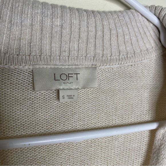 Loft Outlet Beige Tan Lightweight Collared Sweater Size Small - Picture 3 of 9
